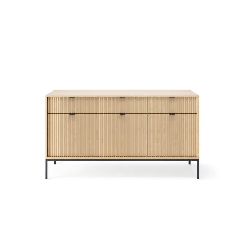 Komoda Linea 154 cm do salonu sypialni dąb czarny stelaż