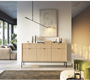 Komoda Linea 154 cm do salonu sypialni dąb czarny stelaż