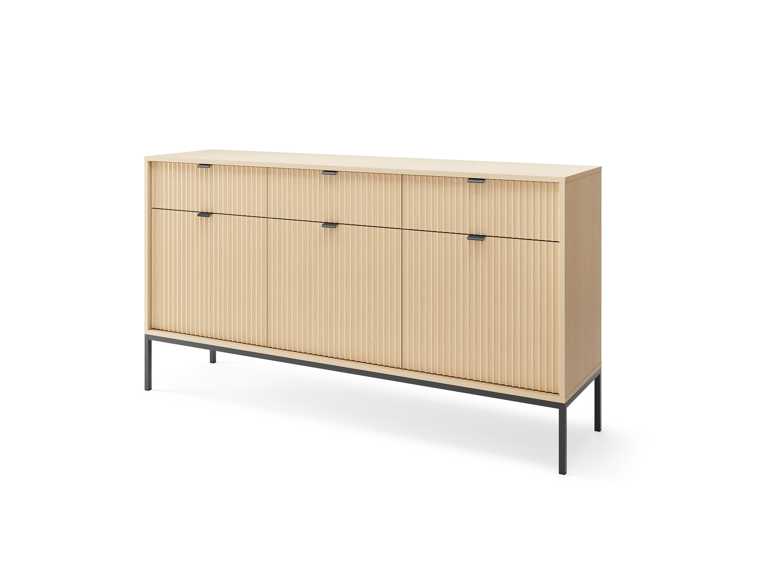 Komoda Linea 154 cm do salonu sypialni dąb czarny stelaż
