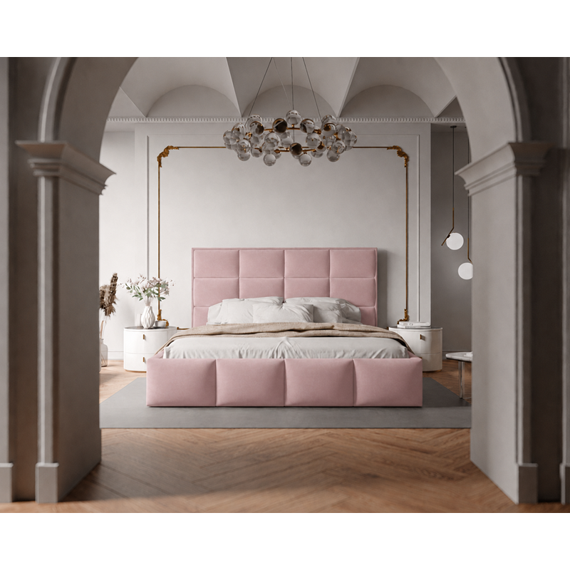 Łóżko tapicerowane NUVELLO z pojemnikiem na pościel 120x200 cm różowe Magic Velvet 2269 Łóżko tapicerowane NUVELLO z pojemnikiem na pościel 120x200 cm różowe Magic Velvet 2269