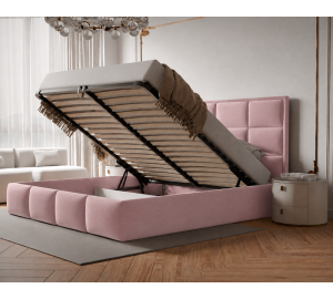 Łóżko tapicerowane NUVELLO z pojemnikiem na pościel 160x200 cm różowe Magic Velvet 2269 Łóżko tapicerowane NUVELLO z pojemnikiem na pościel 160x200 cm różowe Magic Velvet 2269