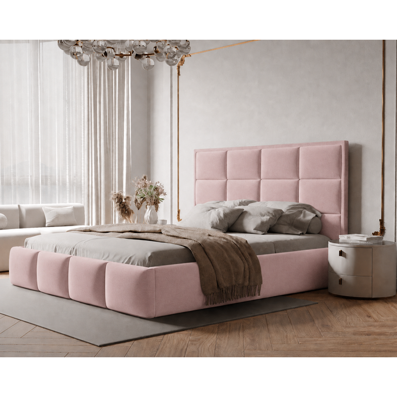 Łóżko tapicerowane NUVELLO z pojemnikiem na pościel 160x200 cm różowe Magic Velvet 2269 Łóżko tapicerowane NUVELLO z pojemnikiem na pościel 160x200 cm różowe Magic Velvet 2269
