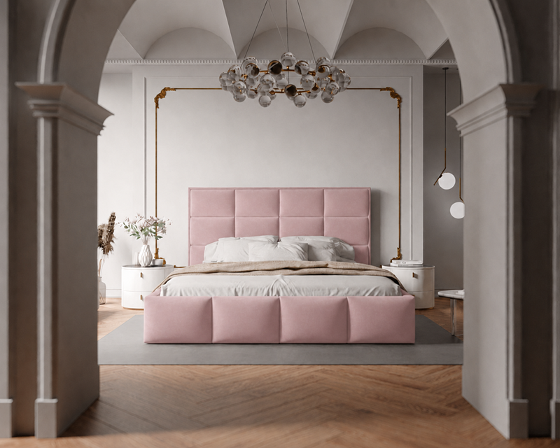 Łóżko tapicerowane NUVELLO z pojemnikiem na pościel 160x200 cm różowe Magic Velvet 2269 Łóżko tapicerowane NUVELLO z pojemnikiem na pościel 160x200 cm różowe Magic Velvet 2269