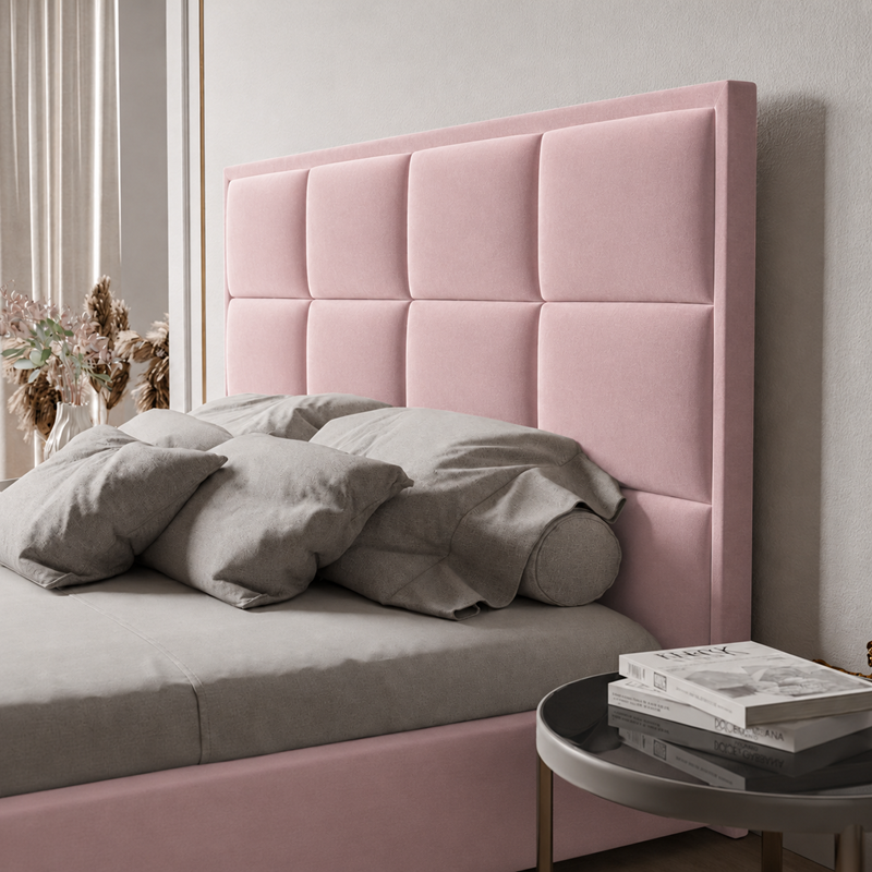 Łóżko tapicerowane NUVELLO z pojemnikiem na pościel 200x200 cm różowe Magic Velvet 2269 Łóżko tapicerowane NUVELLO z pojemnikiem na pościel 200x200 cm różowe Magic Velvet 2269