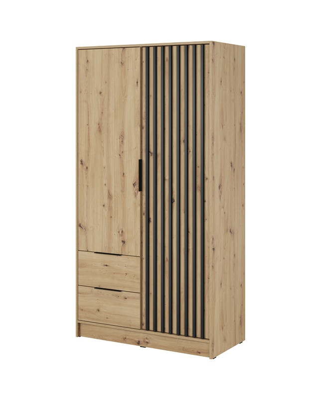 Szafa uchylna ROKSI 105 cm dwudrzwiowa z szufladami dąb artisan
