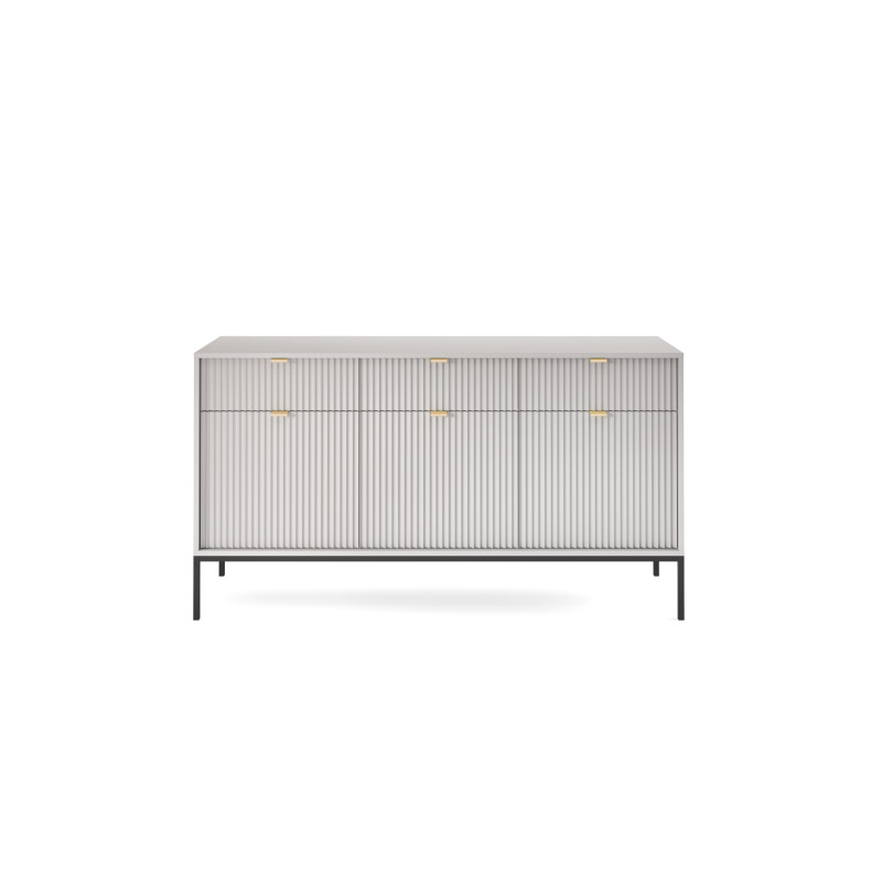 Komoda Linea 154 cm do salonu sypialni szara czarny stelaż