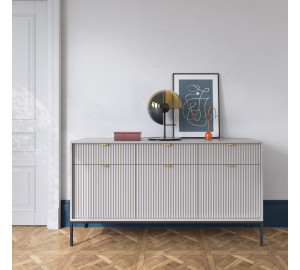 Komoda Linea 154 cm do salonu sypialni szara czarny stelaż