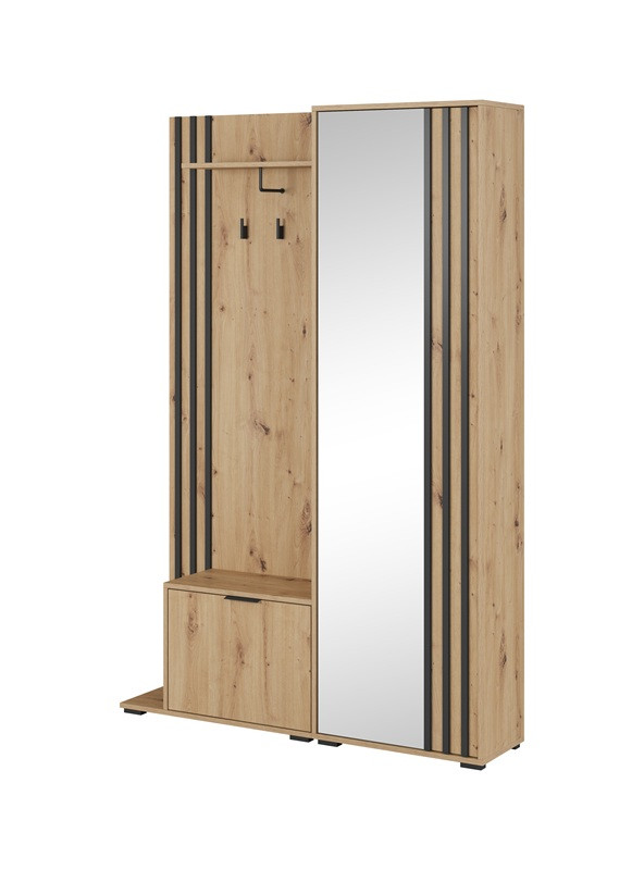Garderoba ROKSI 131 cm z lustrem do przedpokoju dąb artisan Garderoba ROKSI 131 cm z lustrem do przedpokoju dąb artisan