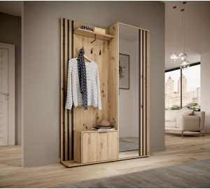 Garderoba ROKSI 131 cm z lustrem do przedpokoju dąb artisan