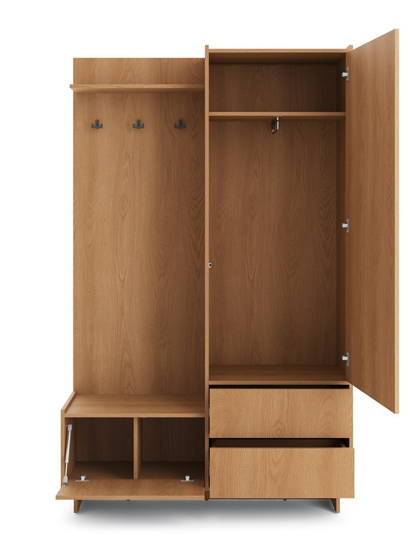 Garderoba SERANO 125 cm z lustrem do przedpokoju dąb karmelowy