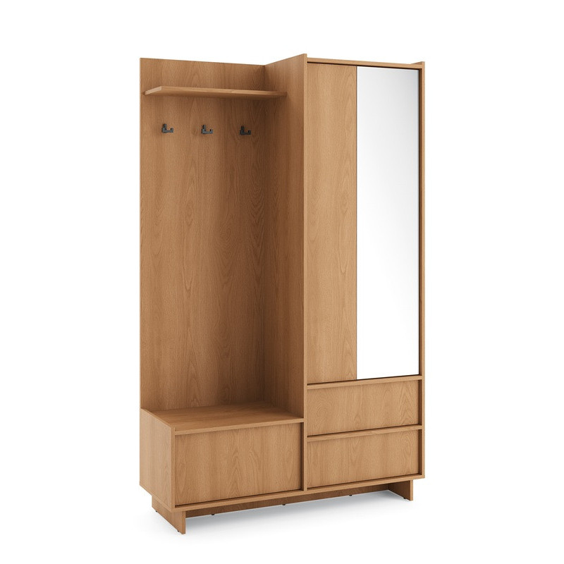 Garderoba SERANO 125 cm z lustrem do przedpokoju dąb karmelowy