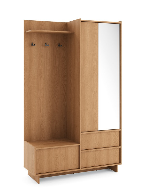 Garderoba SERANO 125 cm z lustrem do przedpokoju dąb karmelowy
