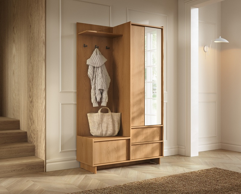 Garderoba SERANO 125 cm z lustrem do przedpokoju dąb karmelowy