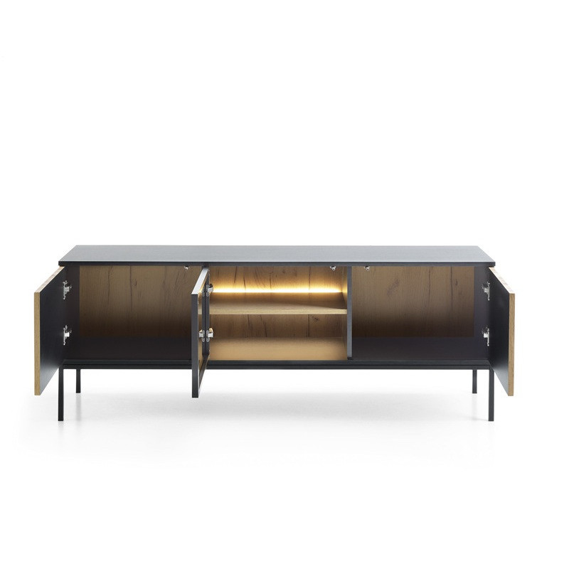 Szafka RTV CALDERO 154 cm do salonu czarny dąb wotan Szafka RTV CALDERO 154 cm do salonu czarny dąb wotan