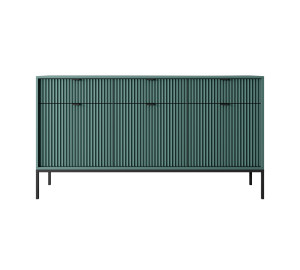 Komoda LINEA 154cm do salonu sypialni zielona czarny stelaż czarny uchwyt