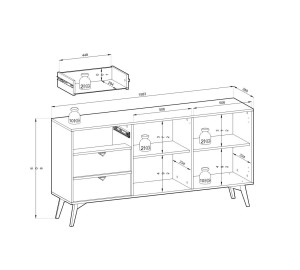 Komoda SILVANE 158 cm do salonu sypialni zielony jodła Komoda SILVANE 158 cm do salonu sypialni zielony jodła