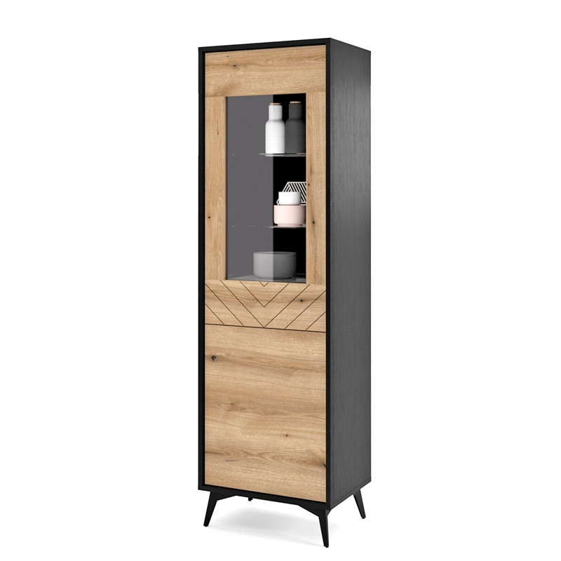 Witryna HEVRA 54 cm do salonu czarny dąb evoke Witryna HEVRA 54 cm do salonu czarny dąb evoke