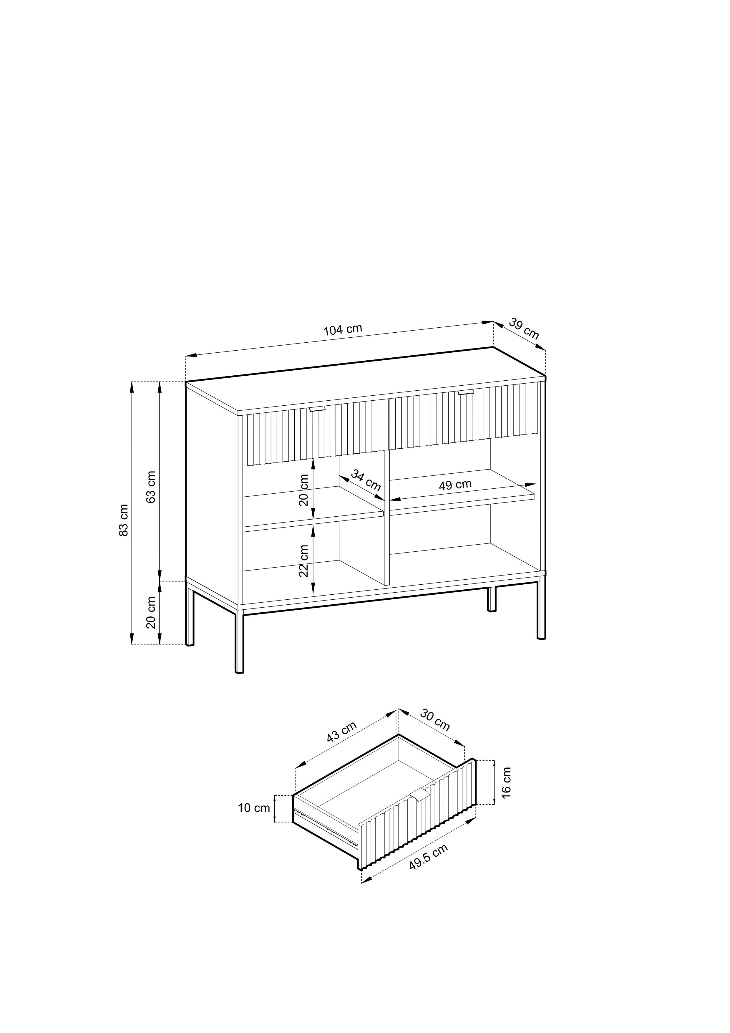 Komoda Linea 104 cm do salonu sypialni szara złoty stelaż