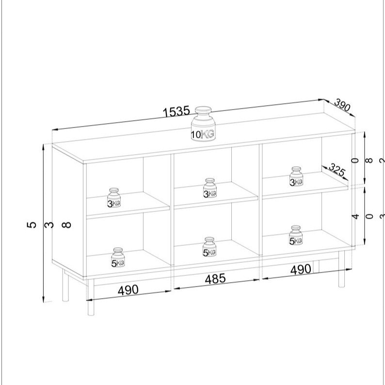 Komoda NORINO 154 cm do salonu sypialni dąb linea