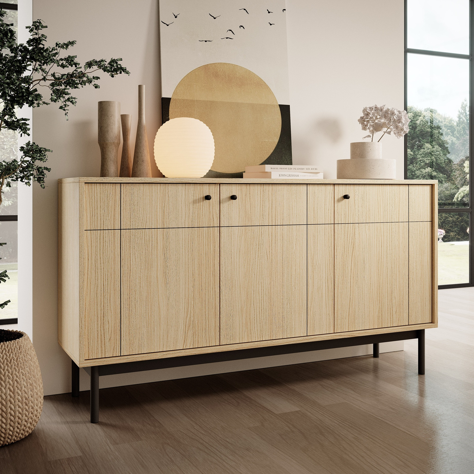 Komoda NORINO 154 cm do salonu sypialni dąb linea