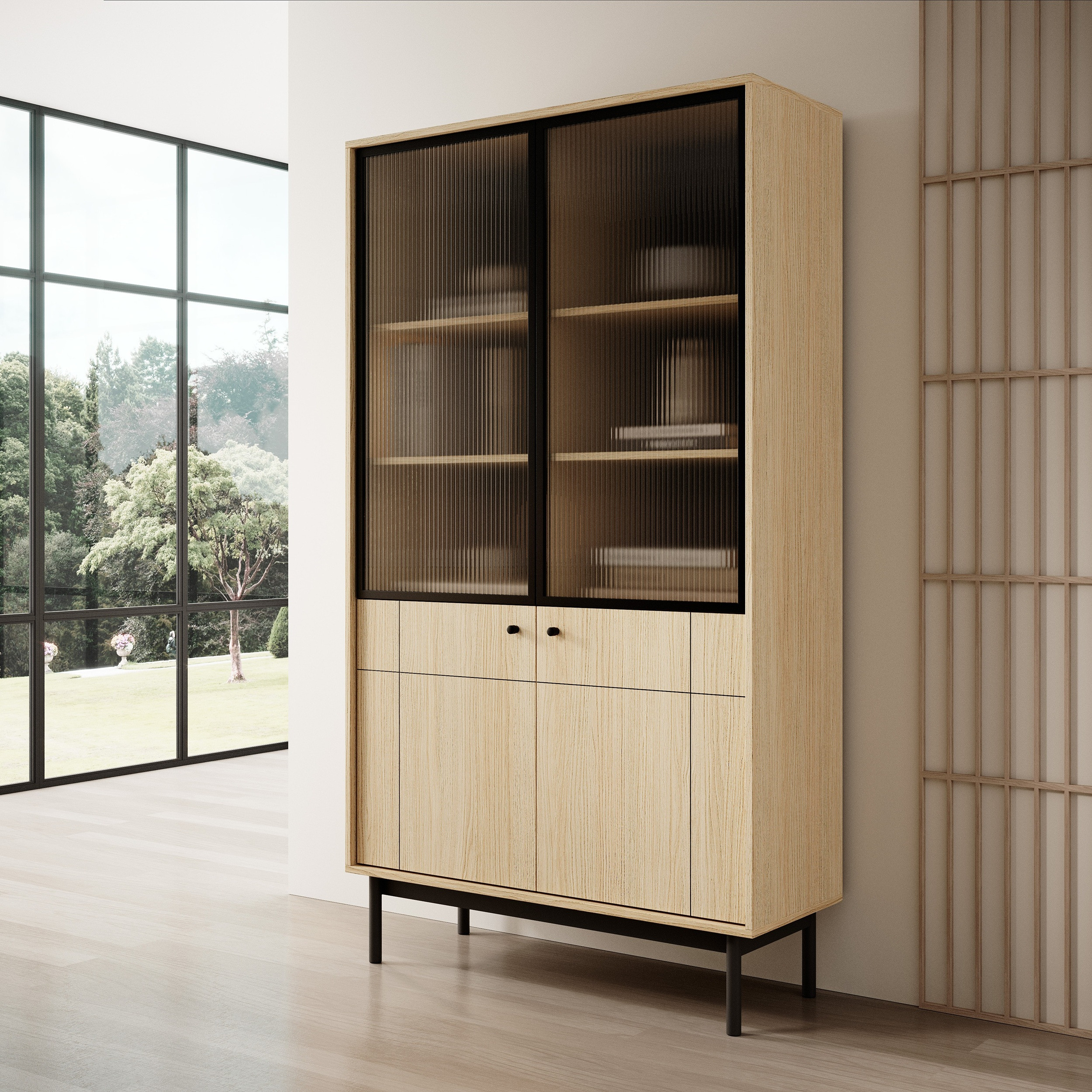Witryna NORINO 104 cm z do salonu dąb linea Witryna NORINO 104 cm z do salonu dąb linea