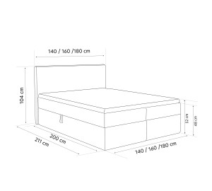 Łóżko kontynentalne VELMIRO z pojemnikiem na pościel 140x200cm do sypialni jasnoszary Tilia 86 Łóżko kontynentalne VELMIRO z pojemnikiem na pościel 140x200cm do sypialni jasnoszary Tilia 86