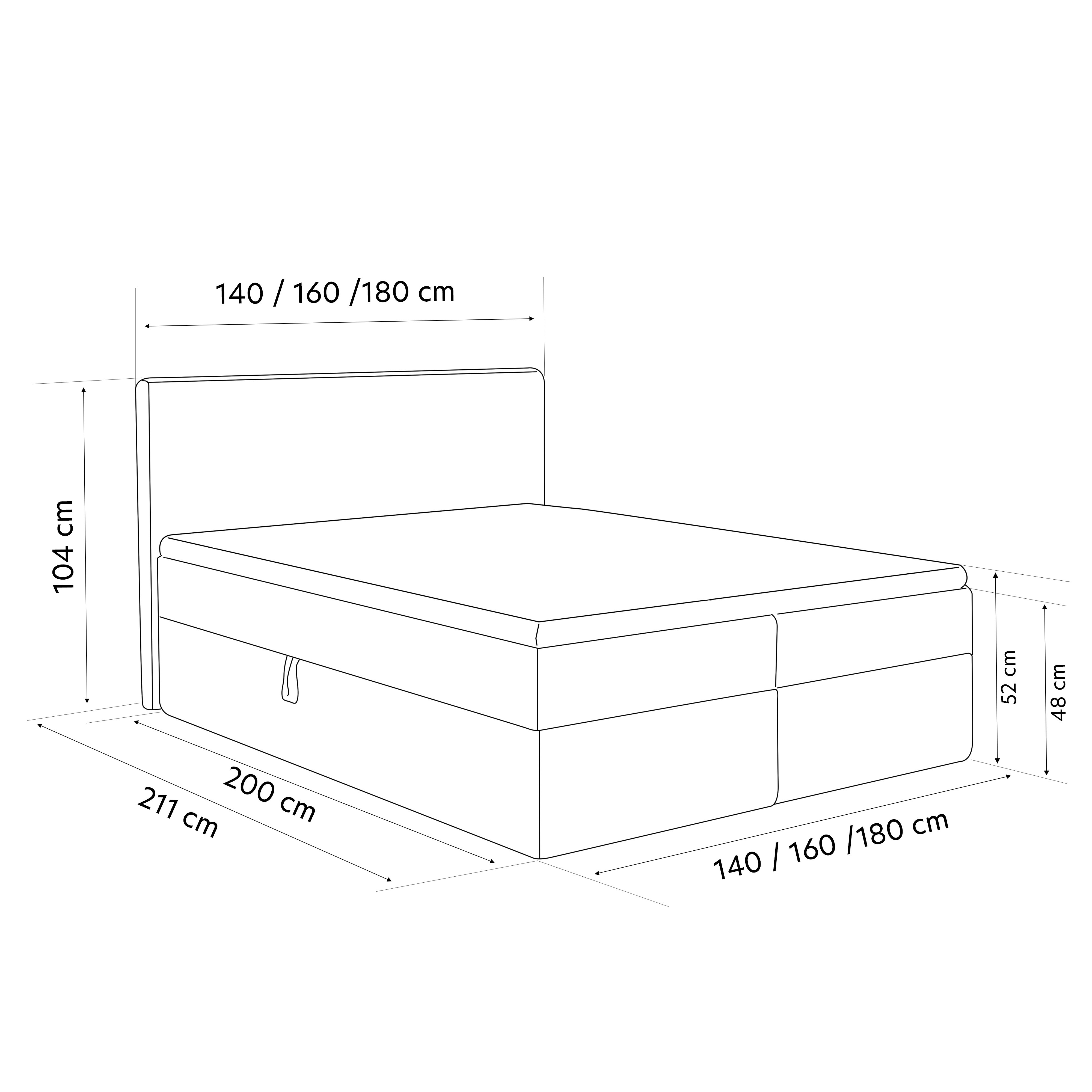 Łóżko kontynentalne VELMIRO z pojemnikiem na pościel 140x200cm do sypialni jasnoszary Tilia 86 Łóżko kontynentalne VELMIRO z pojemnikiem na pościel 140x200cm do sypialni jasnoszary Tilia 86