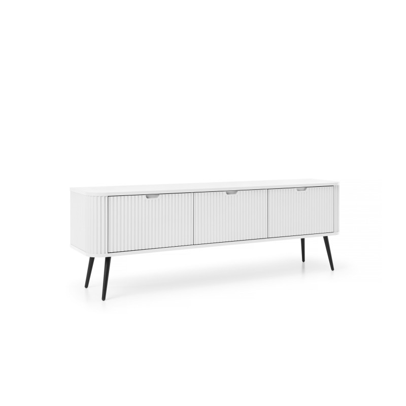 Szafka RTV LORENVO 168 cm do salonu biała czarne nóżki Szafka RTV LORENVO 168 cm do salonu biała czarne nóżki
