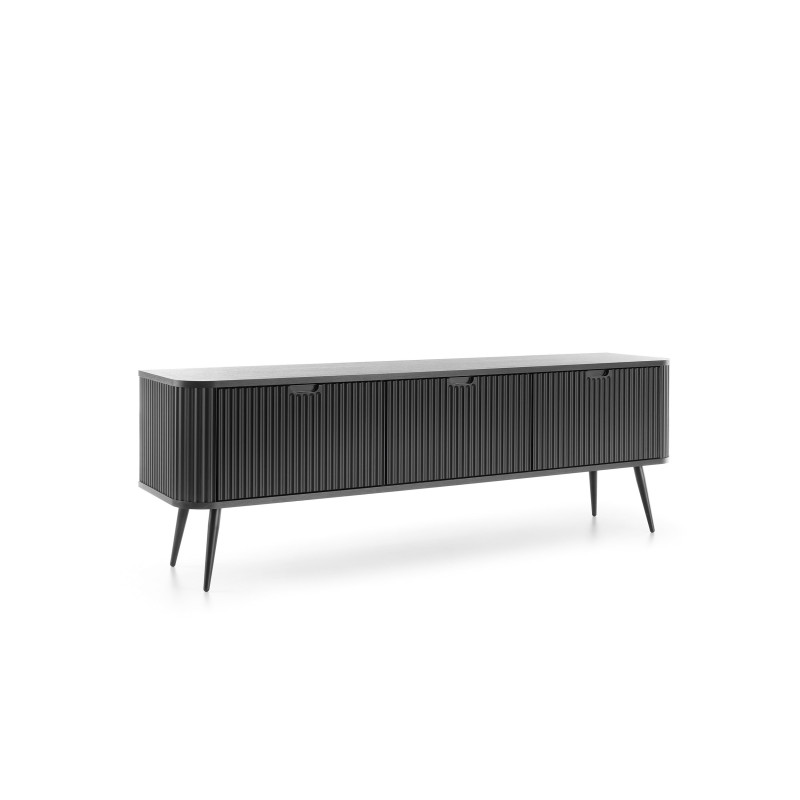 Szafka RTV LORENVO 168 cm do salonu czarna czarne nóżki Szafka RTV LORENVO 168 cm do salonu czarna czarne nóżki