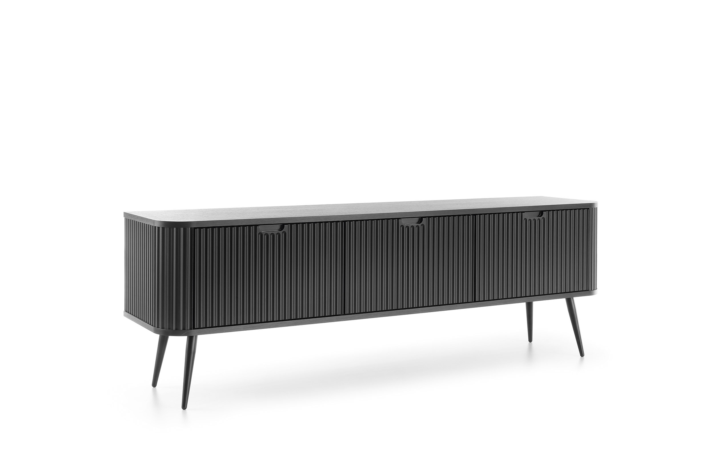 Szafka RTV LORENVO 168 cm do salonu czarna czarne nóżki Szafka RTV LORENVO 168 cm do salonu czarna czarne nóżki