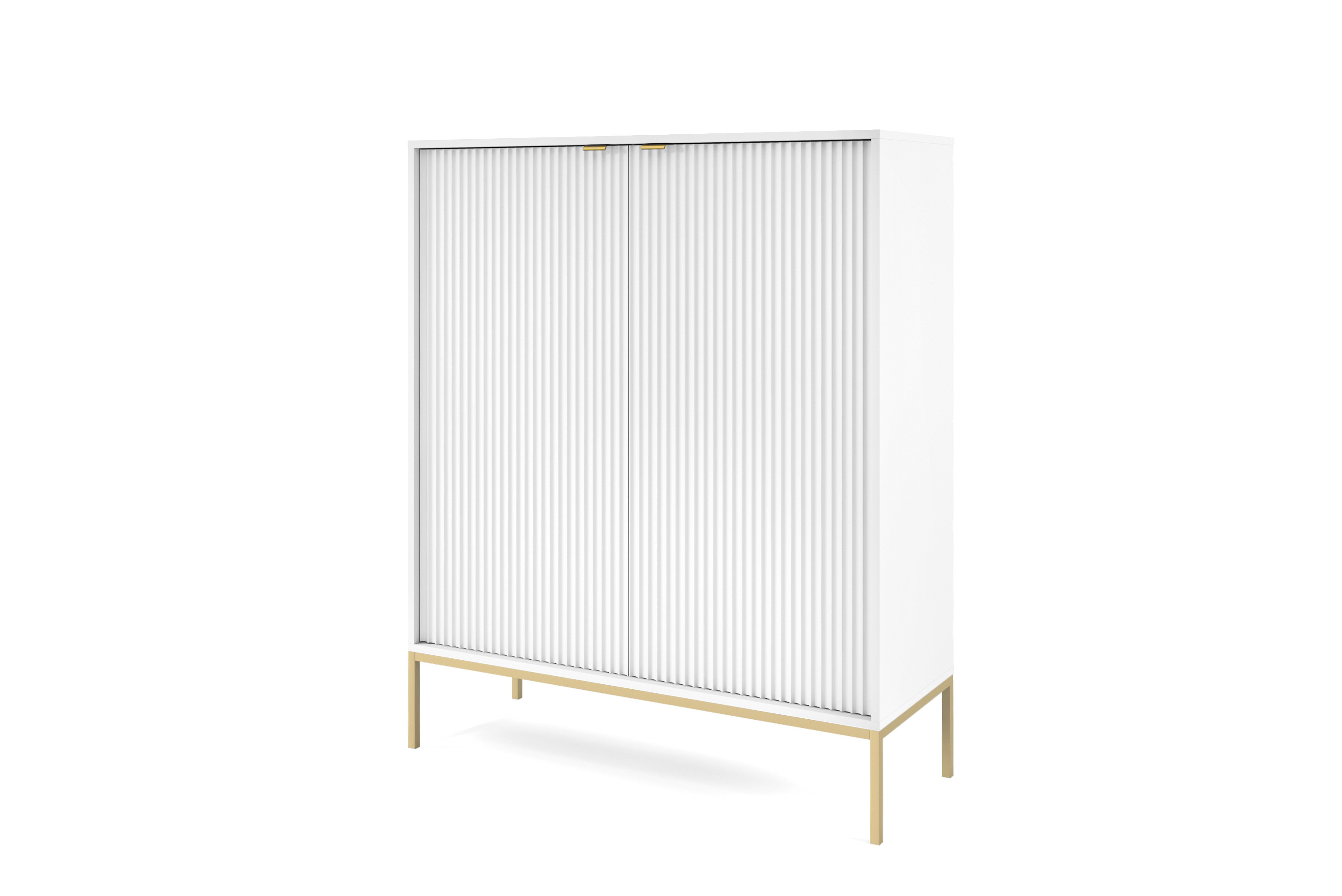 Komoda LINEA 104cm wysoka do salonu sypialni biała złoty stelaż Komoda LINEA 104cm wysoka do salonu sypialni biała złoty stelaż