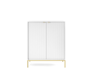 Komoda LINEA 104cm wysoka do salonu sypialni biała złoty stelaż Komoda LINEA 104cm wysoka do salonu sypialni biała złoty stelaż