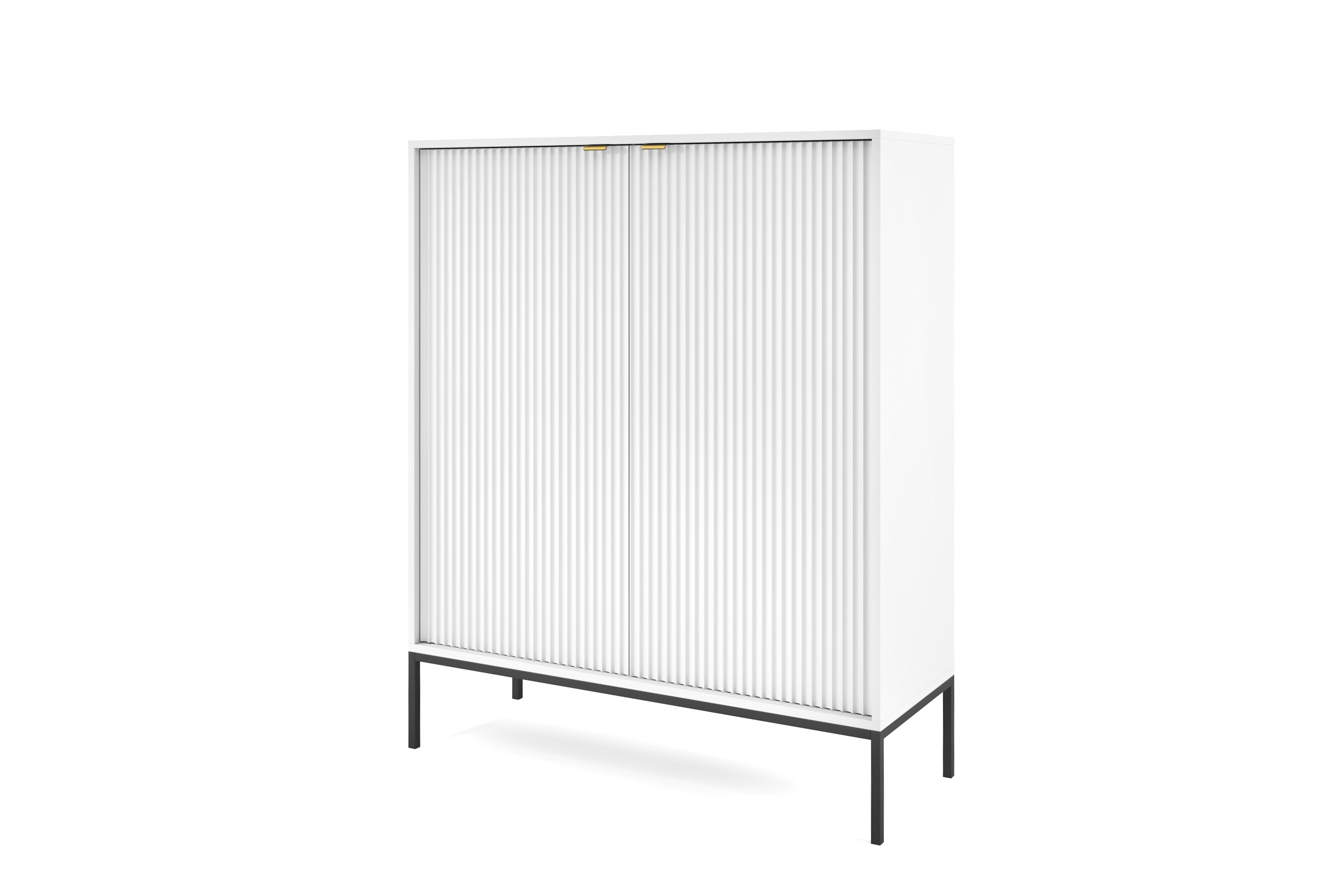 Komoda LINEA 104 cm wysoka do salonu sypialni biała czarny stelaż