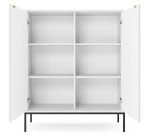 Komoda LINEA 104 cm wysoka do salonu sypialni biała czarny stelaż