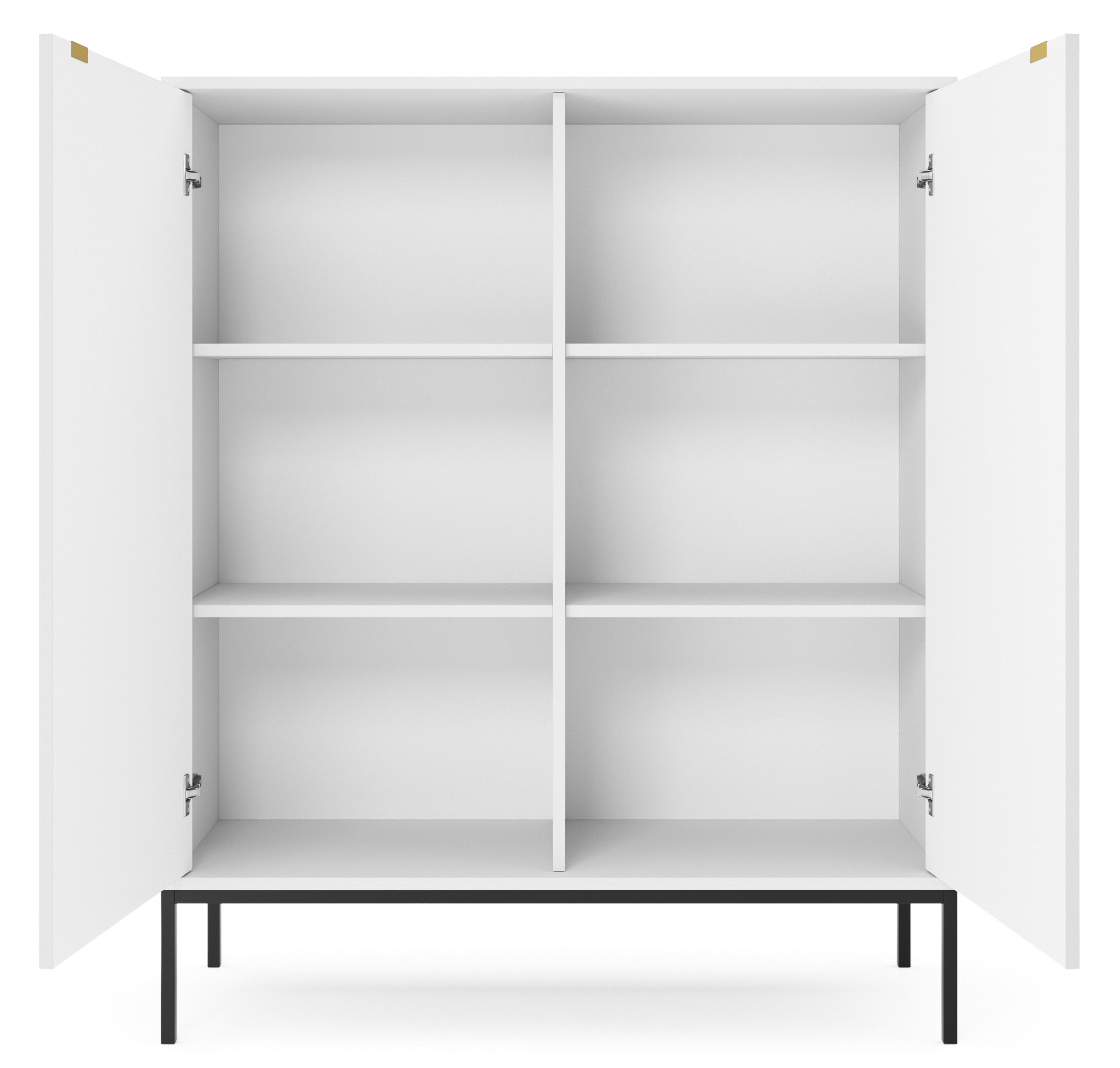 Komoda LINEA 104 cm wysoka do salonu sypialni biała czarny stelaż