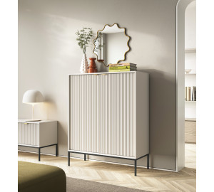 Komoda LINEA 104 cm wysoka do salonu sypialni kaszmir czarny stelaż