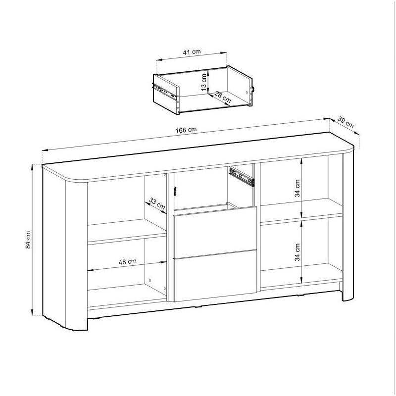 Komoda ORLEN 168 cm do salonu sypialni kaszmir