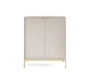 Komoda LINEA 104 cm wysoka do salonu sypialni kaszmir złoty stelaż
