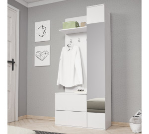 Garderoba VIRENO 90 cm z lustrem do przedpokoju biały