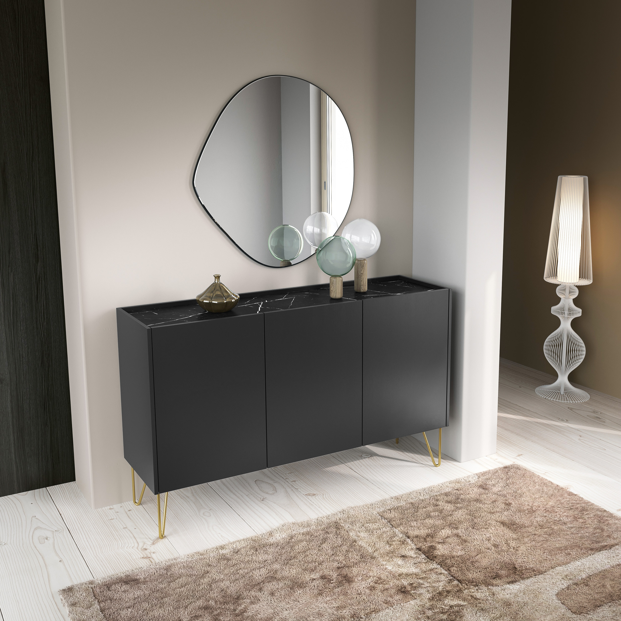Komoda VELNO 144 cm do salonu sypialni czarna Komoda VELNO 144 cm do salonu sypialni czarna