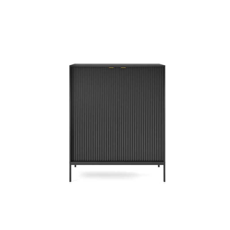 Komoda LINEA 104 cm wysoka do salonu sypialni czarna czarny stelaż Komoda LINEA 104 cm wysoka do salonu sypialni czarna czarny stelaż