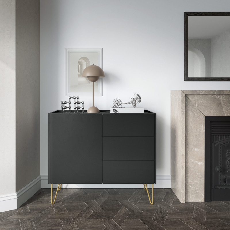 Komoda VELNO 97 cm do salonu sypialni czarna Komoda VELNO 97 cm do salonu sypialni czarna