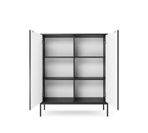 Komoda LINEA 104 cm wysoka do salonu sypialni czarna czarny stelaż Komoda LINEA 104 cm wysoka do salonu sypialni czarna czarny stelaż