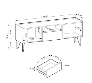 Szafka RTV VELNO 144 cm do salonu czarna Szafka RTV VELNO 144 cm do salonu czarna