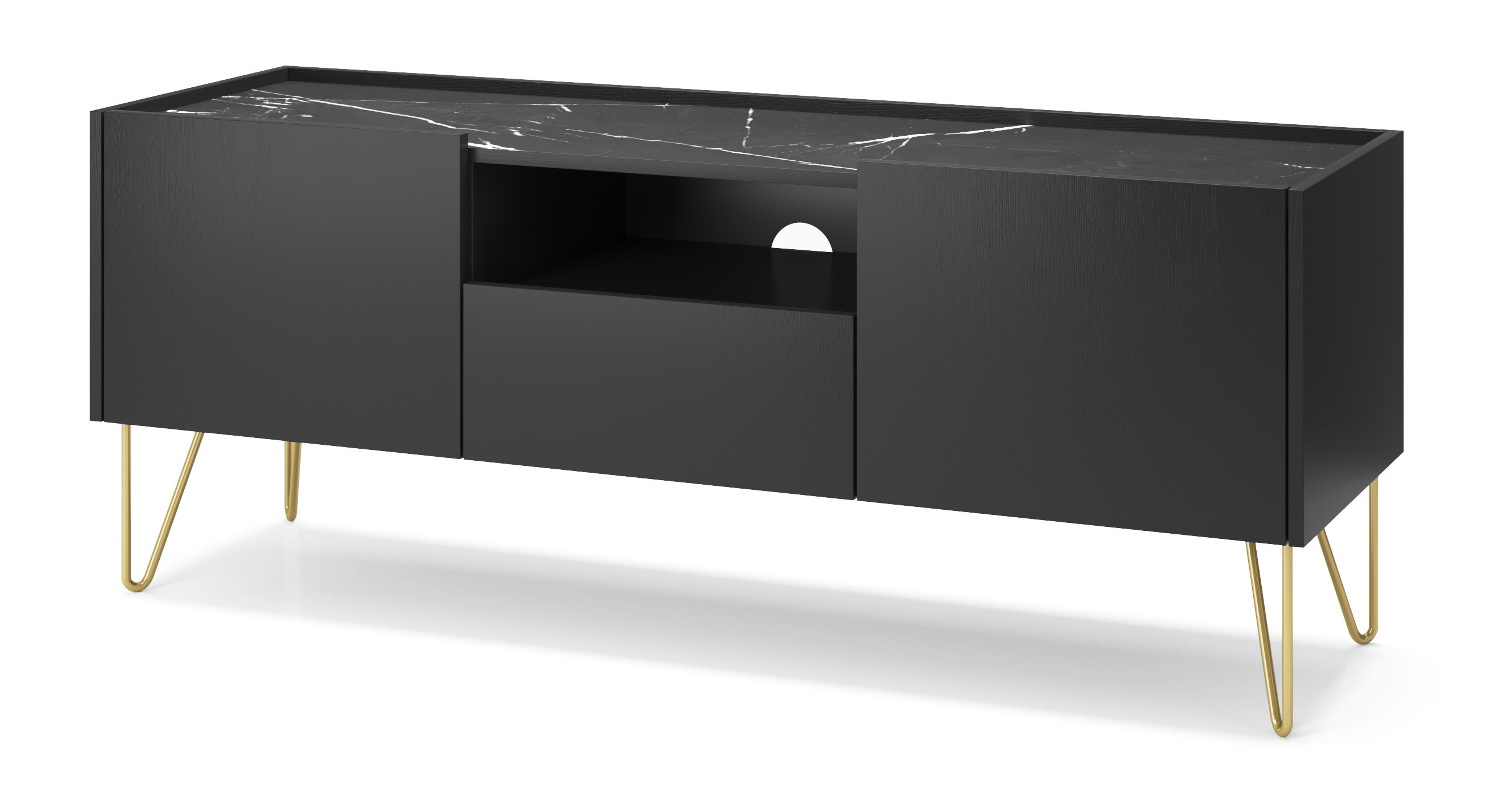 Szafka RTV VELNO 144 cm do salonu czarna Szafka RTV VELNO 144 cm do salonu czarna