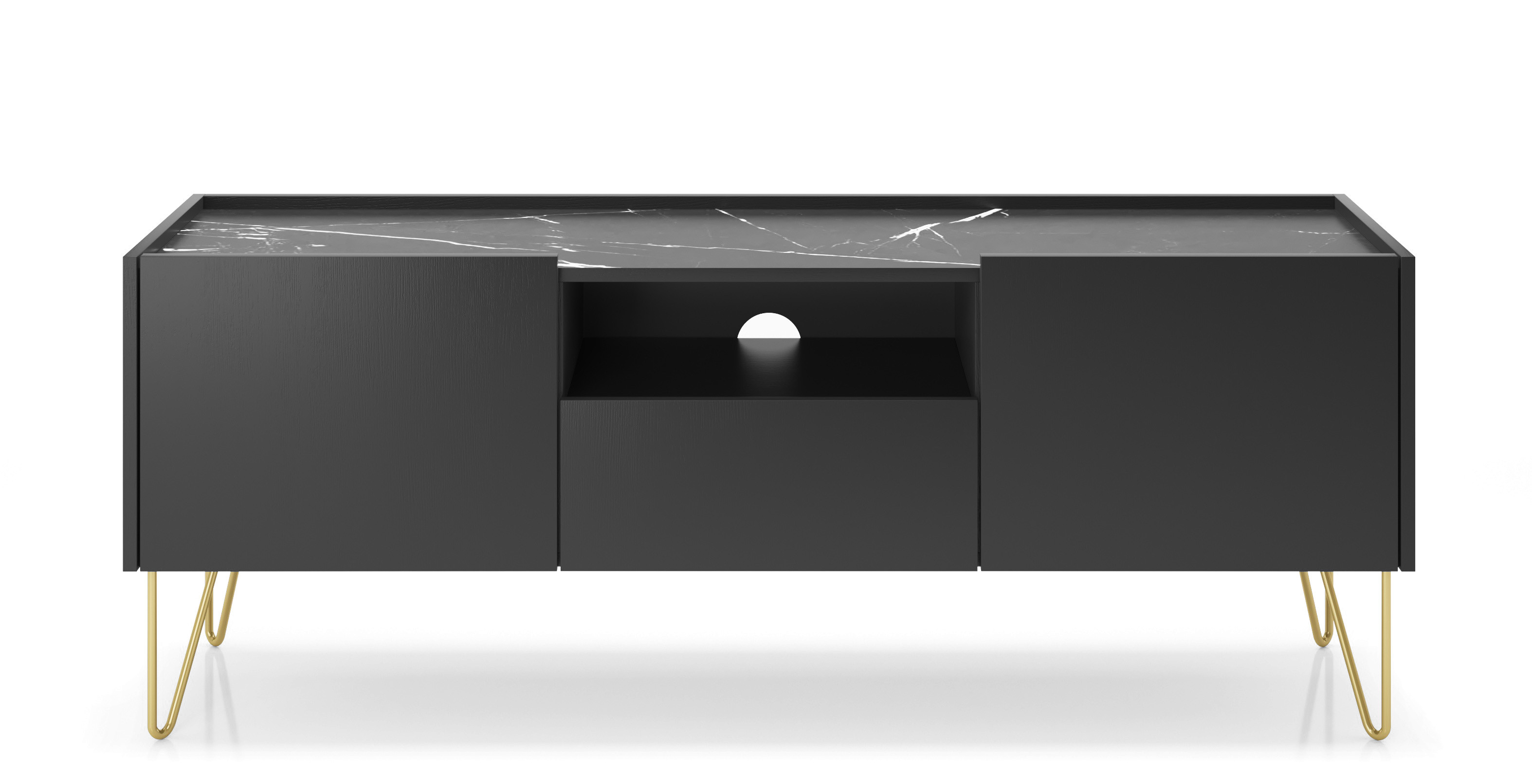 Szafka RTV VELNO 144 cm do salonu czarna Szafka RTV VELNO 144 cm do salonu czarna