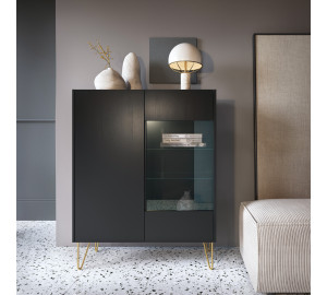 Witryna VELNO 97 cm do salonu czarna