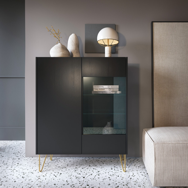 Witryna VELNO 97 cm do salonu czarna