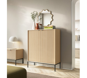 Komoda LINEA 104 cm wysoka do salonu sypialni dąb czarny stelaż