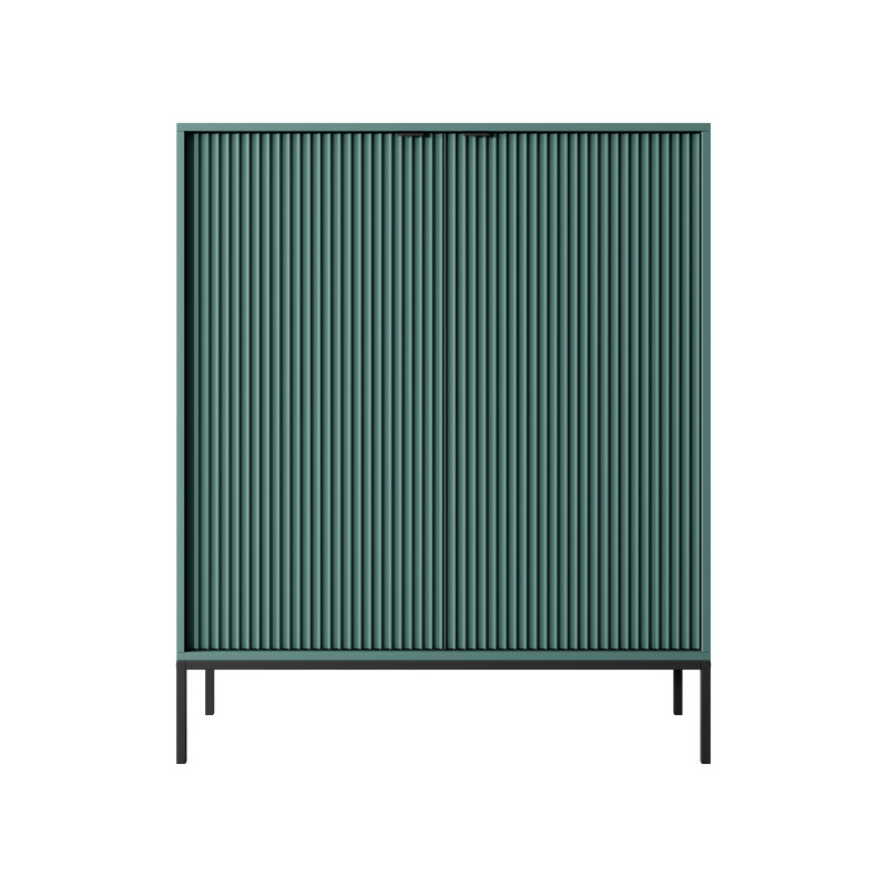 Komoda LINEA 104 cm wysoka do salonu sypialni zielona czarny stelaż czarny uchwyt